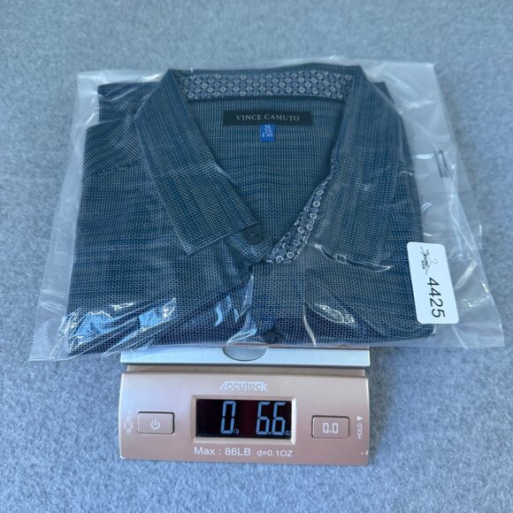 Vince Camuto Blue Textured Short Sleeve Button-Up Shirt Collared Mens Size XL - Picture 12 of 13